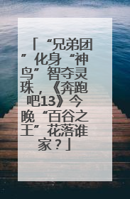 “兄弟团”化身“神鸟”智夺灵珠，《奔跑吧13》今晚“百谷之王”花落谁家？