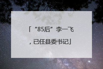 “85后”李一飞，已任县委书记