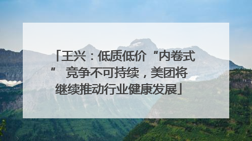 王兴：低质低价“内卷式” 竞争不可持续，美团将继续推动行业健康发展