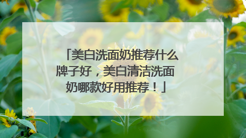美白洗面奶推荐什么牌子好，美白清洁洗面奶哪款好用推荐！