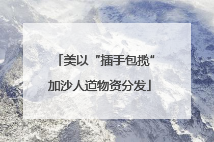美以“插手包揽”加沙人道物资分发
