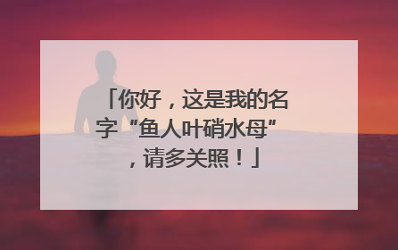 你好，这是我的名字“鱼人叶硝水母”，请多关照！