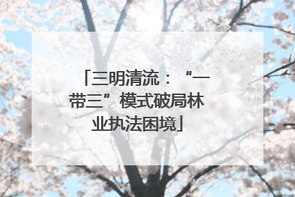 三明清流：“一带三”模式破局林业执法困境