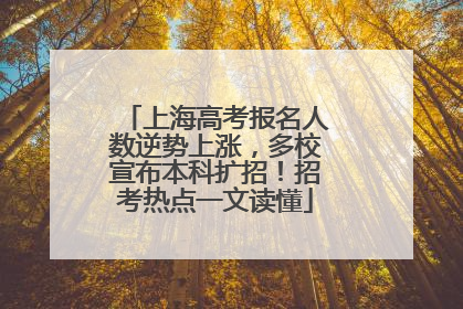上海高考报名人数逆势上涨，多校宣布本科扩招！招考热点一文读懂