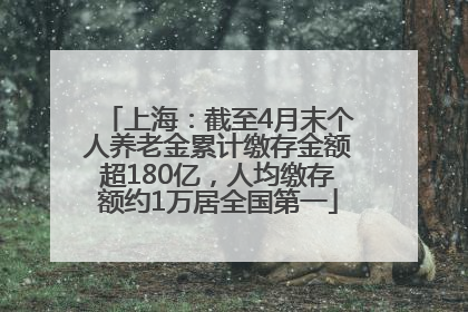 上海：截至4月末个人养老金累计缴存金额超180亿，人均缴存额约1万居全国第一
