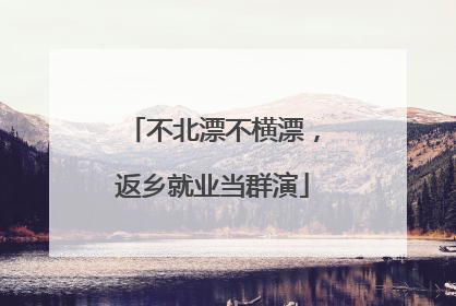 不北漂不横漂，返乡就业当群演
