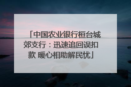中国农业银行桓台城郊支行：迅速追回误扣款 暖心相助解民忧
