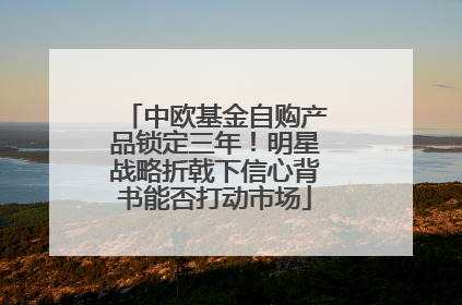 中欧基金自购产品锁定三年！明星战略折戟下信心背书能否打动市场