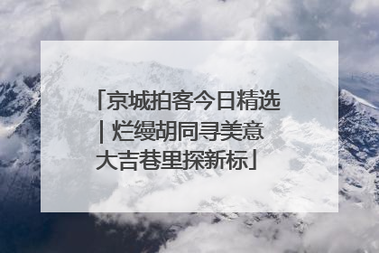 京城拍客今日精选｜烂缦胡同寻美意 大吉巷里探新标