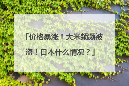 价格暴涨！大米频频被盗！日本什么情况？