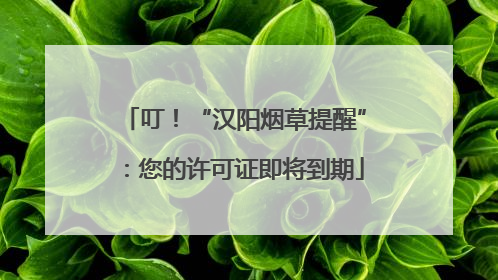 叮！“汉阳烟草提醒”：您的许可证即将到期