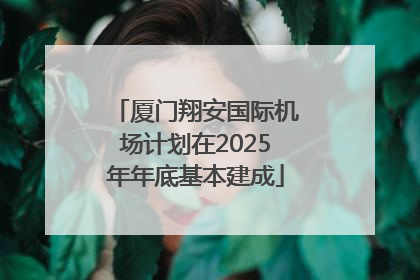 厦门翔安国际机场计划在2025年年底基本建成