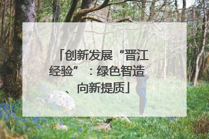 创新发展“晋江经验”：绿色智造、向新提质