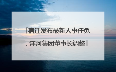 宿迁发布最新人事任免，洋河集团董事长调整