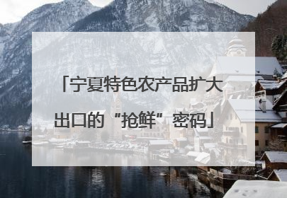 宁夏特色农产品扩大出口的“抢鲜”密码