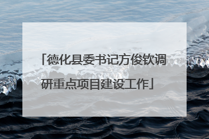 德化县委书记方俊钦调研重点项目建设工作