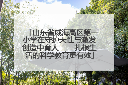 山东省威海高区第一小学在守护天性与激发创造中育人——扎根生活的科学教育更有效