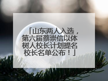 山东两人入选，第六届蔡崇信以体树人校长计划提名校长名单公布！