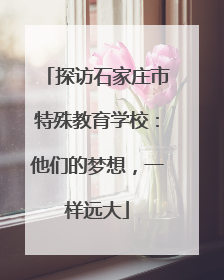 探访石家庄市特殊教育学校：他们的梦想，一样远大