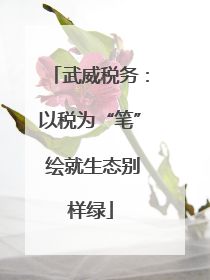 武威税务：以税为“笔” 绘就生态别样绿