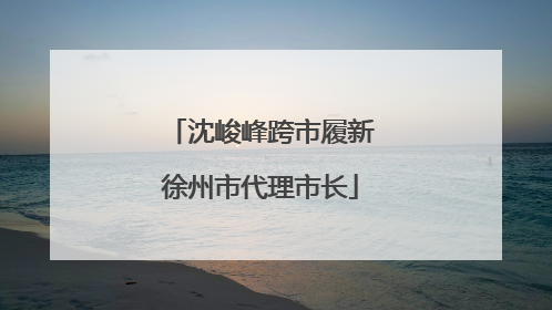 沈峻峰跨市履新徐州市代理市长