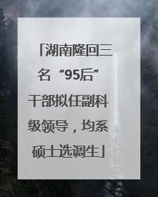 湖南隆回三名“95后”干部拟任副科级领导，均系硕士选调生