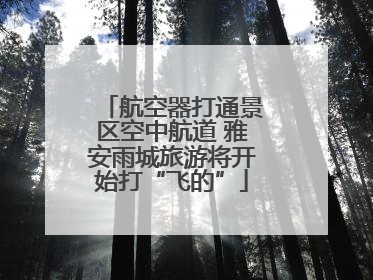 航空器打通景区空中航道 雅安雨城旅游将开始打“飞的”