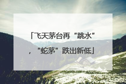 飞天茅台再“跳水”，“蛇茅”跌出新低