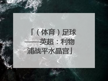 （体育）足球——英超：利物浦战平水晶宫