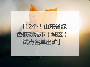 12个！山东省绿色低碳城市（城区）试点名单出炉